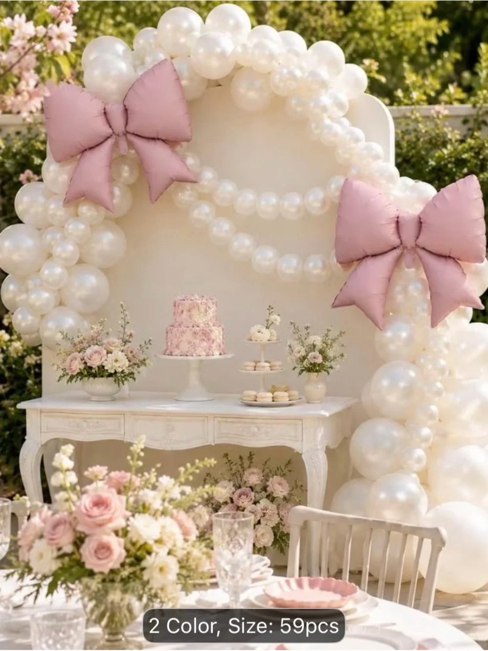 Pink Bow & Pearl Balloon Garland Party Set - Home Party Supplies